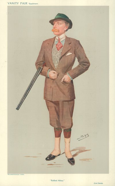 Lord John Savile, Rufford Abbey, 15 avril 1908, caricature de Vanity Fair - Leslie Matthew Ward