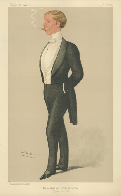 M. Archibald John Stuart-Wortley, Sports et Arts, 18 janvier 1890, caricature de Vanity Fair - Leslie Matthew Ward