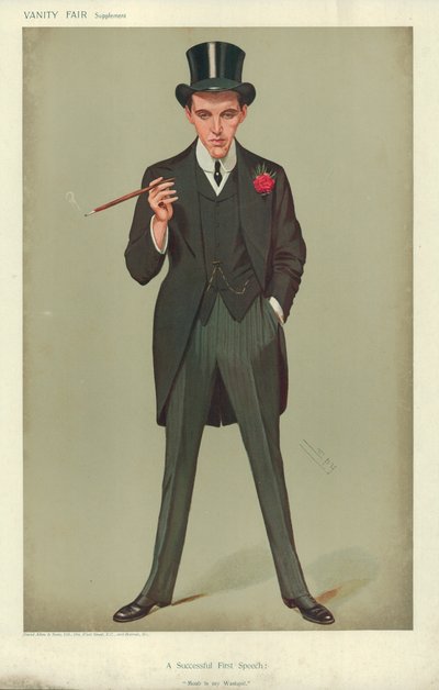 M. F. E. Smith, un premier discours réussi, Moab est mon bassin à laver, 16 janvier 1907, caricature de Vanity Fair - Leslie Matthew Ward