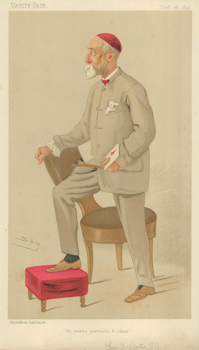 M. George Frederick Watts, Il peint des portraits et des idées, 26 décembre 1891, caricature de Vanity Fair - Leslie Matthew Ward