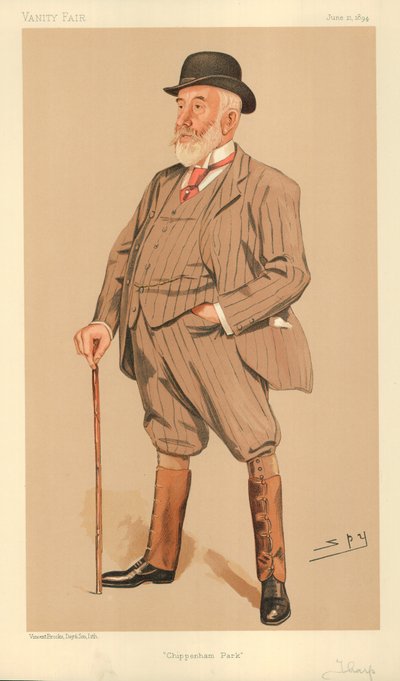 M. William Montagu Tharp, Chippenham Park, 21 juin 1894, caricature de Vanity Fair - Leslie Matthew Ward