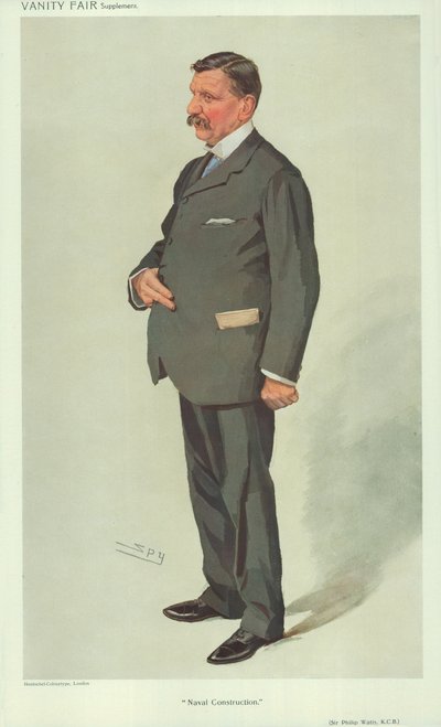 Sir Philip Watts, construction navale, 7 avril 1910, caricature de Vanity Fair - Leslie Matthew Ward