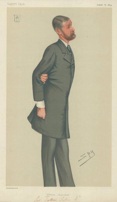 Sir Tatton Sykes, Quinze églises, 23 août 1879, caricature de Vanity Fair - Leslie Matthew Ward