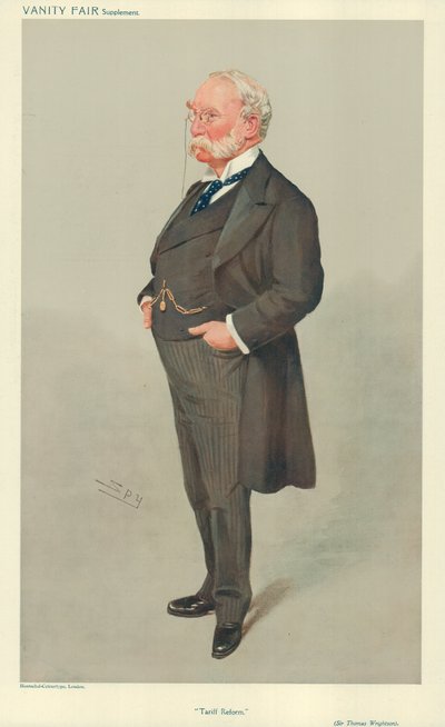 Sir Thomas Wrightson, Réforme tarifaire, 6 mai 1908, caricature de Vanity Fair - Leslie Matthew Ward