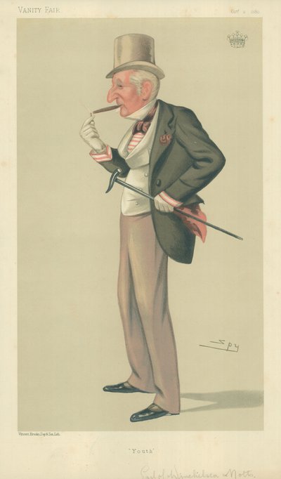 Le comte de Winchilsea et Nottingham, jeunesse, 2 octobre 1880, caricature de Vanity Fair - Leslie Matthew Ward