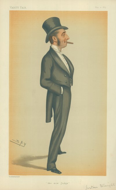 Le Hon Mr Justice Straight, Le nouveau juge, 10 mai 1879, caricature de Vanity Fair - Leslie Matthew Ward