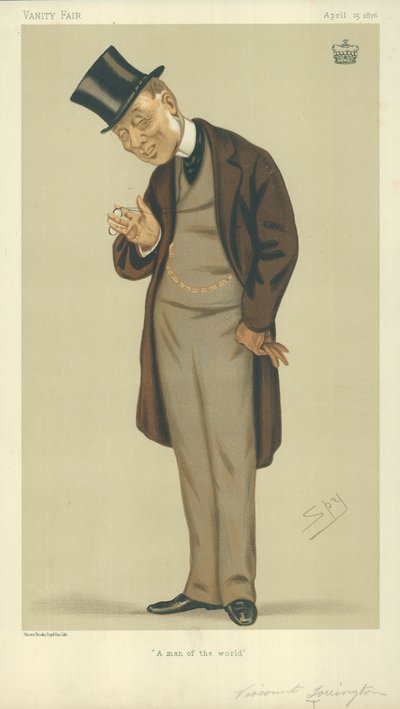 Le vicomte Torrington, Un homme du monde, 15 avril 1876, caricature de Vanity Fair - Leslie Matthew Ward