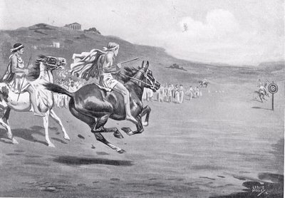 Cavaliers grecs lançant le javelot, illustration de 