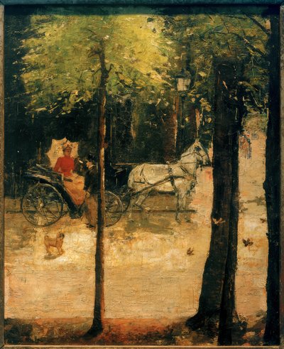 Printemps au Tiergarten (Dame en calèche) - Lesser Ury