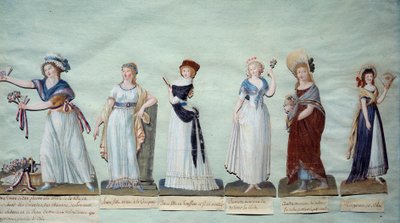 Différentes jeunes femmes représentant la mode féminine pendant la Révolution - Lesueur Brothers