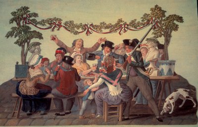 Révolution française de 1789 : Le Repas républicain. Gouache des frères Lesueur (XVIIIe siècle) - Lesueur Brothers