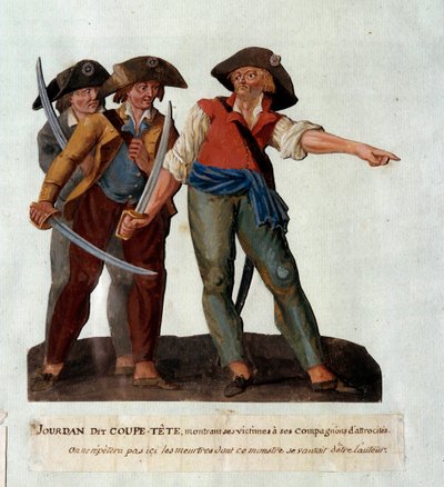 Représentation de Mathieu Jouve Jourdan dit Jourdan Coupe-Tête (1749-1794), un révolutionnaire cruel devenu célèbre après les massacres de la Glacière à Avignon en octobre 1791. Gouache des frères Lesueur (18ème siècle) - Lesueur Brothers