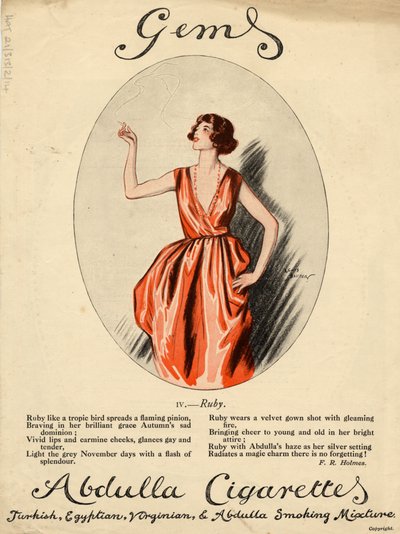 Cigarettes Abdulla, années 1920 - Lewis Baumer