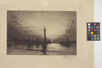 Coucher de soleil sur le Rhin près de Cologne - Lewis Henry Meakin