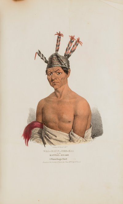 WAA-KAUN-SEE-KAA ou le serpent à sonnettes ; un chef Winnebago, extrait du Portfolio autochtone - Lewis, James Otto