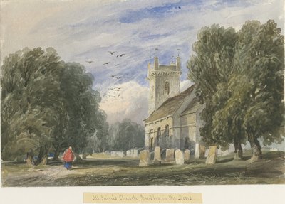 Église de Bradley-in-the-Moors : aquarelle, nd [c1830-1840] - Lewis John Wood