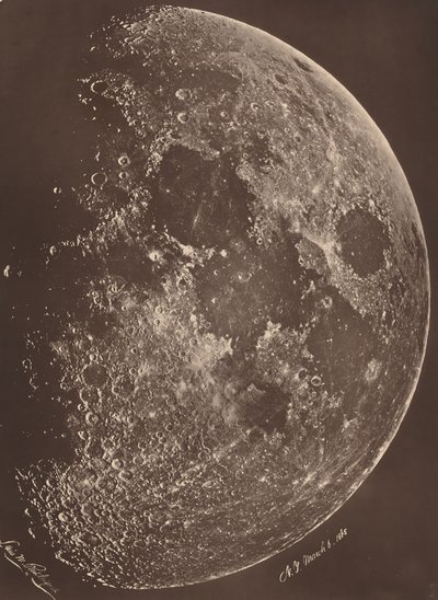 Photographie de la lune à son 1er Quartier, 6 mars 1865 - Lewis Morris Rutherford