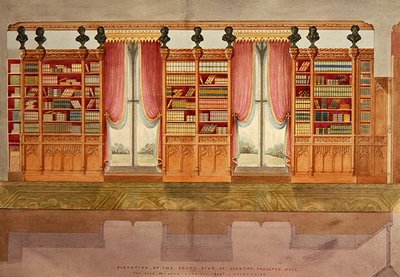 Élévation du côté sud de la bibliothèque, Snelston Hall, Derbyshire - Lewis Nockalls Cottingham