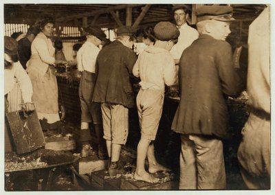 Cueilleurs de crevettes, y compris Max, 8 ans, à Dunbar, Lopez, Dukate Co, Biloxi, Mississippi, 1911 - Lewis Wickes Hine