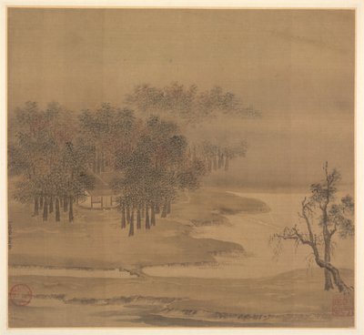 Cottages dans un bosquet brumeux en automne - Li Anzhong
