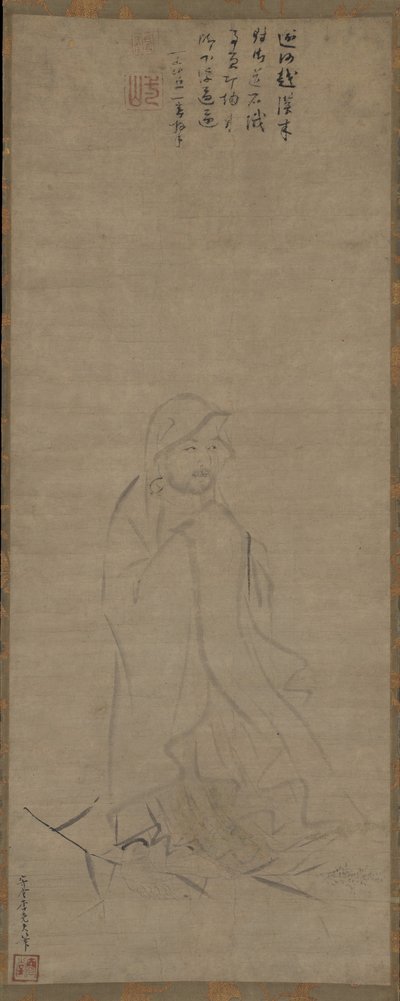Bodhidharma traversant le fleuve Yangzi sur un roseau - Li Yaofu