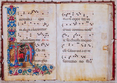 Bibliothèque Piccolomini : livre de chœur, cod. 22.7, ff. 22v-23r avec « Christ devant Pilate » - Liberale da Verona