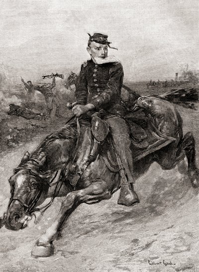 Un messager à cheval pendant la guerre civile américaine, du Century Magazine, publié en 1887 (gravure) - Unbekannt Unbekannt