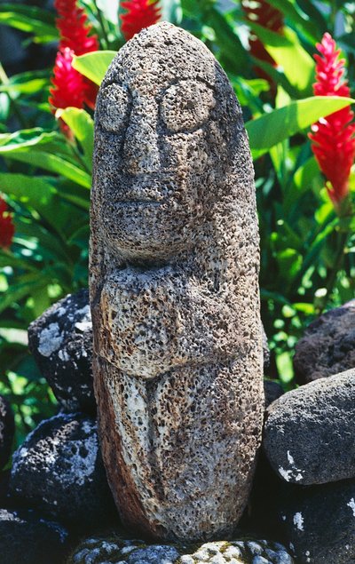 Sculpture Tiki anthropomorphique, Papeete, Tahiti, Îles de la Société, Archipel des Îles du Vent, Polynésie française - Unbekannt Unbekannt