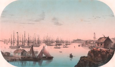 Flotte baltique à Baro Sund, Finlande, lithographie en couleur, 29x20 cm, d