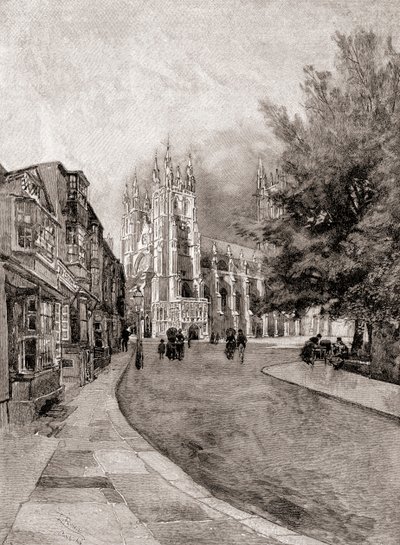 Cathédrale de Canterbury, de Christchurch Gateway, du Century Magazine, publié en 1887 (gravure) - Unbekannt Unbekannt