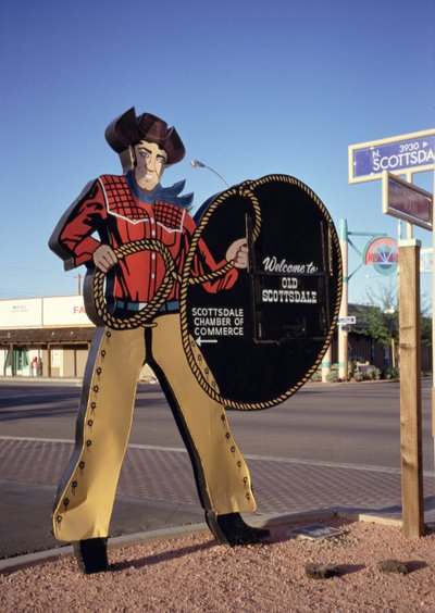 Panneau de cowboy accueillant les touristes à Scottsdale, Arizona (photo) - Unbekannt Unbekannt
