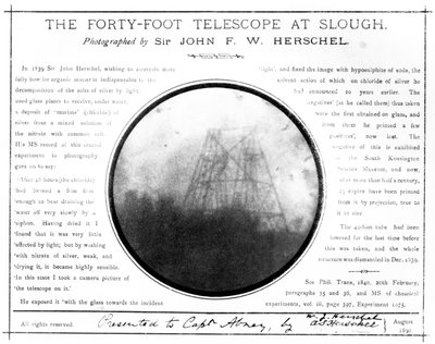 Première photographie du télescope de William Herschel à Slough - Unbekannt Unbekannt