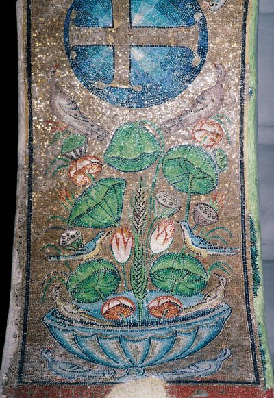 Fleurs et oiseaux, mosaïque dans l