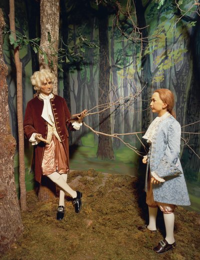 France, Château de Chenonceau, Vallée de la Loire, Jean-Jacques Rousseau donnant une leçon dans les jardins de Chenonceau au fils de Claude Dupin; Il écrira un traité pour l