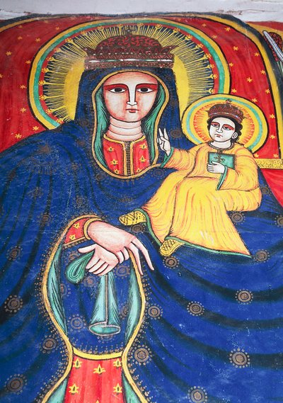 Fresque représentant Marie et l