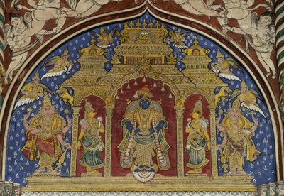 Fresque représentant Vishnu, palais Maratha de Thanjavur, Tamil Nadu, Inde - Unbekannt Unbekannt