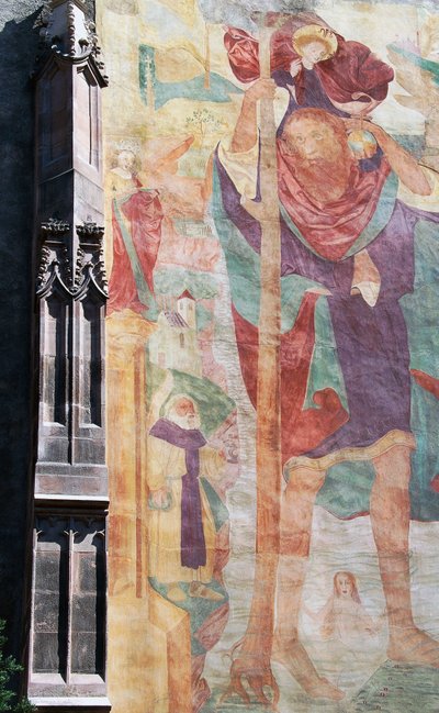 Fresque de Saint Christophe, façade sud de l