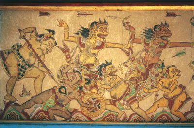Fresques représentant des scènes de batailles entre dieux et démons, pavillon Kertha Gosa, Palais de Klungkung (Puri Agung Semarapura), Semarapura, Bali, Indonésie - Unbekannt Unbekannt