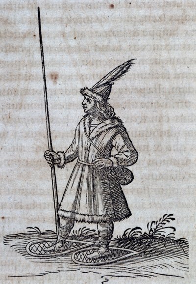 Habitant du Canada (France Canadienne) avec des raquettes, illustration de Description de la Nouvelle France - Unbekannt Unbekannt