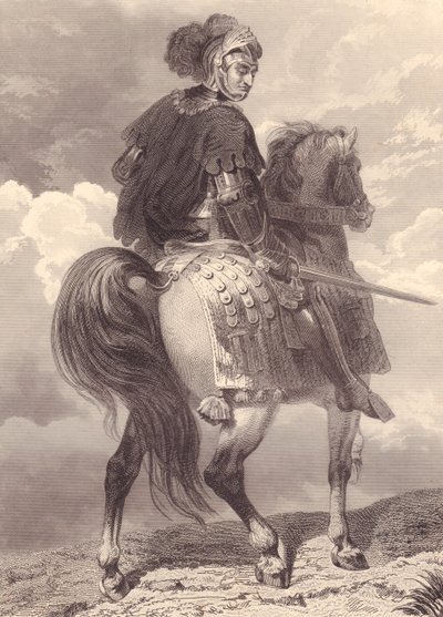 Portrait du chef militaire et politicien italien Gian Giacomo Trivulzio (1440-1518), gravure, 22x16 cm, de la Galerie Historique de Versailles, Histoire de France, Charles Gavard éditeur, Paris, vers 1840 - Unbekannt Unbekannt