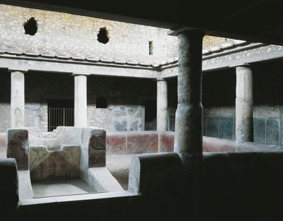 Italie, Campanie, Oplontis, Villa romaine de Poppée, Petit atrium intérieur avec fontaine pour arroser le jardin - Unbekannt Unbekannt
