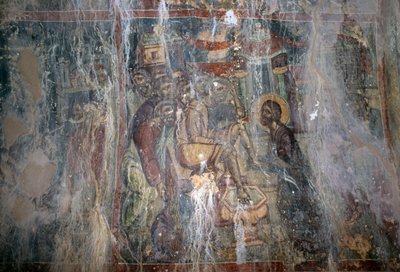 Jésus et le lavement des pieds, fresque dans l