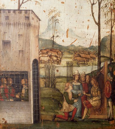 Joseph interprète les rêves du Pharaon, planche peinte - Unbekannt Unbekannt