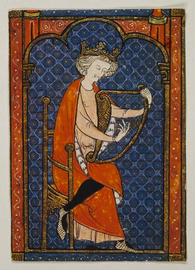 Le roi David jouant de la harpe, miniature d