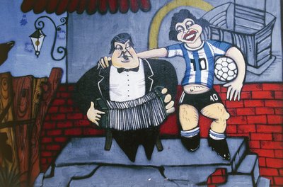 Musicien Anibal Troilo et joueur de football Diego Maradona, mural dans l