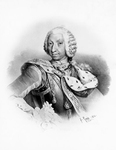 Portrait de Charles Emmanuel III de Savoie (1701-1773), roi de Sardaigne à partir de 1730, gravure d