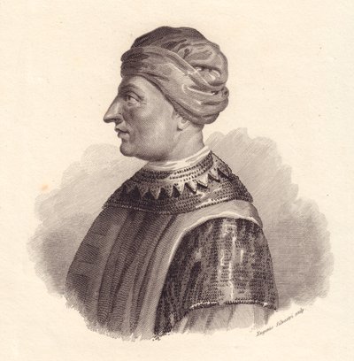 Portrait du chef militaire italien Can Francesco della Scala, également connu sous le nom de Cangrande I (1291-1329), gravure sur cuivre par Eugenio Silvestri - Unbekannt Unbekannt