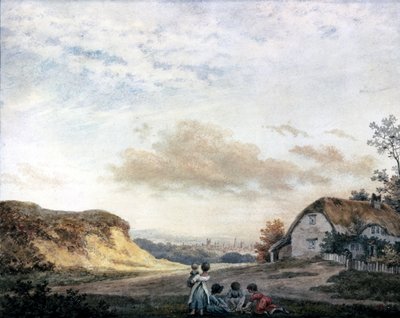 Paysage rural par Luke Howard avec des enfants jouant près d
