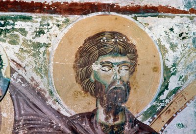 Saint, détail de la fresque dans l