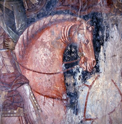 Saint à cheval, fresque dans une église à Palaia Roumata, Crète, Grèce (détail) - Unbekannt Unbekannt